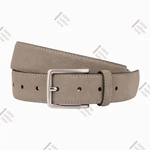 Men Custom Durable Alloy Buckle Genuine Nubuck Leather Strap Men's Leather Belt