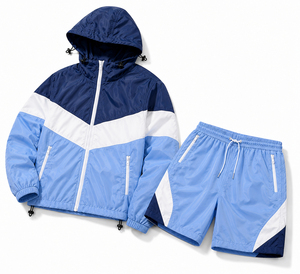 New Demanding Custom Logo Men's Windbreaker Hoodies Shorts Sets Lightweight Nylon Activewear Running Gym Fitness Sports <b>Suit</b> Men - Product Image 2