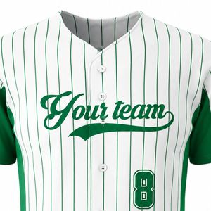 Green White Baseball Jersey for Men Pinstripe Button Front Team Shirt Lightweight <b>Athletic</b> Sports Uniform Breathable Baseball - Product Image 4