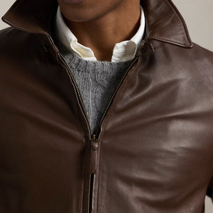 Vestes en cuir de qualité supérieure pour hommes, style élégant, style Old Money, col rabattu, cuir de vachette premium. - Product Image 4