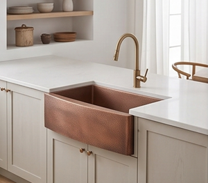Fregadero de Cocina Rectangular de Cobre Hecho a Mano de Lujo con Acabado Mate Rústico y Un Solo Tazón - Product Image 2
