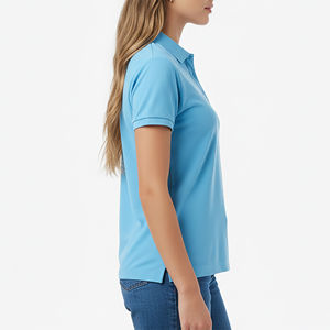 Chemises pour femmes, coupe classique, col rabattu, tricotées, personnalisées OEM/ODM, vêtements décontractés, respirantes, séchage rapide, couleur unie, pour le golf - Product Image 2