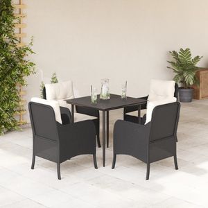 Ensemble de salle à manger de jardin 4 places en polyrotin noir avec housses amovibles - Product Image 1