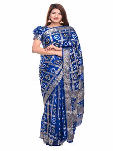 <b>Red</b> Banarasi Silk <b>Saree</b> Printed Traditional Indian Dress for Wedding Party Women - Product Image 3