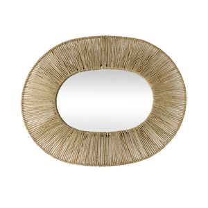 Vietnamese Design Seagrass Oval Wall <b>Mirror</b> Woven <b>Mirrors</b> Decor Wall Living Room Kitchen Bedroom Entryway - Product Image 1
