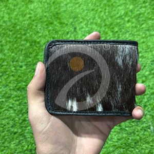 Portefeuille en cuir véritable de vachette à poils, le plus vendu, pour homme, organisateur quotidien avec motif naturel riche, portefeuille en cuir de vachette à poils véritable - Product Image 3