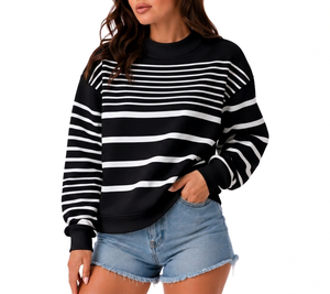 Sudadera Oversize de Cuello Alto para Mujer, Tejido Grueso Cálido de Invierno, Ajuste Relajado, Ropa Casual, Proveedor Mayorista de Fábrica - Product Image 1