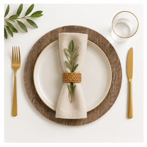 Assiette de Présentation Ronde Texturée Effet Bois Écologique pour Mariages, Fêtes et Décoration de Table d'Hôtel (Vente en Gros) - Product Image 6