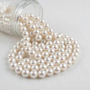 Perles blanches synthétiques d'eau douce (créées en laboratoire) 4mm/5mm/6mm, qualité AA, en vrac, pour la fabrication de bijoux par Mehrajuddin Gems - Product Image 3