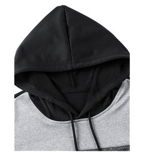 Sudadera con Capucha de Doble Panel para Hombre, Diseño en Contraste, Estilo Urbano, Corte Holgado Informal, Mezcla de Algodón - Product Image 5