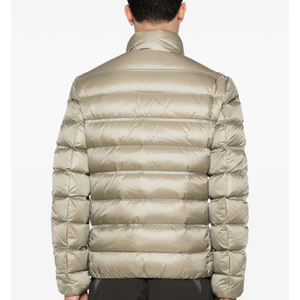 Men's <b>Beige</b> Puffer <b>Jacket</b> Stand Collar Zipper Closure Quilted Down Filled Windproof Winter Coat Casual Style - Product Image 4