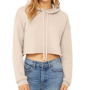 Top corto transpirable para mujer, sudaderas con capucha de lana de manga larga, Sudadera con capucha para mujer, Top corto sólido personalizado, Sudadera con capucha 2026 - Product Image 1