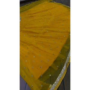 FB Women's Yellow Party Wear Size M Lehenga Choli with Sequence & Paper <b>Mirror</b> Work <b>Set</b> - Product Image 4