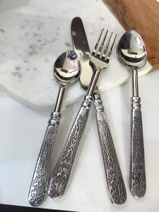 High Quality Mirrored Steel Portability <b>Flatware</b> <b>Set</b>, Stainless Steel Cutlery <b>Flatware</b> Pewter Metal Hammered Cutlery <b>Flatware</b> - Product Image 6