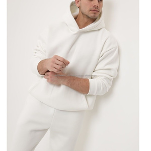 Sudaderas con Capucha y Pantalones Deportivos para Hombre de Algodón Grueso de Primera Calidad, Estilo Denim Negro con Estampado de Lágrimas - Product Image 3