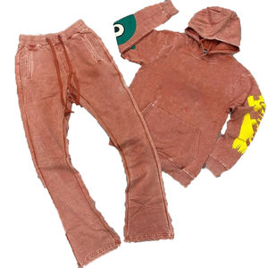 Survêtement d'hiver pour homme, épais, à manches longues, entièrement zippé, noir, effet délavé soleil, avec logo personnalisé et broderie vieillie, de créateur - Product Image 5