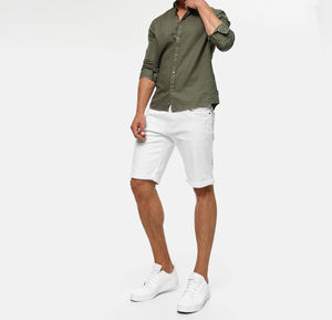 Shorts en jean déchirés et délavés pour homme, style streetwear, design OEM, brodés, respirants, à boutons, collection printemps - Product Image 1