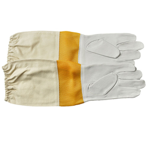Premium Leather Beekeeping <b>Gloves</b> with <b>Long</b> Canvas Sleeve and Elastic Cuff Customized Beekeeper's Safety <b>Gloves</b> - Product Image 2