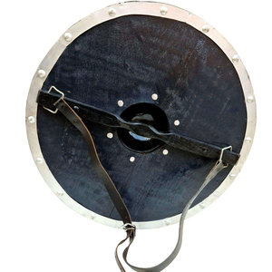 Bouclier rond en bois Viking artisanal avec motif de dragon, bouclier de combat nordique en fer noir pour événements de cosplay et décoration murale - Product Image 3