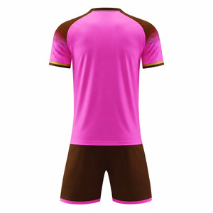 ชุดเสื้อฟุตบอลชาย กางเกงขาสั้น สีชมพู-น้ำตาล แบบซับลิเมชั่นสั่งทำพิเศษ ชุดฟุตบอลระบายเหงื่อ ทรงแอธเลติก สำหรับฤดูร้อน ผลิตจากโพลีเอสเตอร์ 100% - Product Image 2