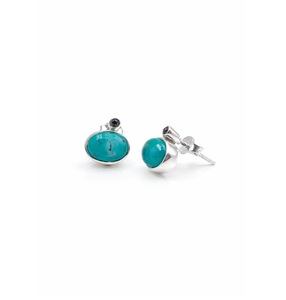 Boucles d'oreilles en argent sterling avec grenat et turquoise pour femmes, bijoux élégants en pierres précieuses au design distinctif - Product Image 1