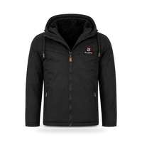 Blouson Bomber Homme Personnalisable avec Capuche, Coupe Venteuse Hiver, Fermeture Éclair Décontractée, Coupe Droite, Noir, Polyester Fin