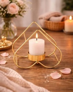 Juego de Velas con Acabado Dorado, Portavelas de Aluminio/Hierro, sin Llama, Impermeables, de Larga Duración, sin Aroma, Decoración Navideña para el Hogar, 1 Mecha - Product Image 6