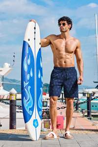 Men Holiday Shorts Linen Texture Print <b>Elastic</b> Waist Drawstring Beach Summer Colorful Lightweight Top top mens swim beach summer - Product Image 6