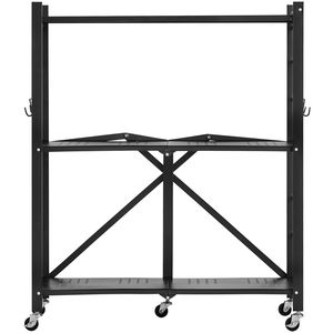 Scaffale Pieghevole in Metallo 30L X 13P X 36A Pollici, Organizzatore a 3 Ripiani con 5 Ruote, Nessun Assemblaggio Richiesto per Conservazione Alimenti - Product Image 1