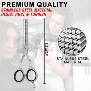 Professional Stainless Steel Hair Cutting and Thinning Scissors <b>Set</b> with <b>Barber</b> Razor and Leather Case - Product Image 4