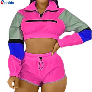 Conjuntos Deportivos Cortos para Mujer, Transpirables, Resistentes al Viento, Tallas Grandes, Primavera Verano, Ligeros, de Nailon Estampado - Product Image 5