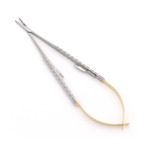 Portaagujas Castroviejo Recto con Mango Redondo TC 1.2mm 18cm, Instrumento Microquirúrgico de Precisión de Acero Inoxidable - Product Image 1