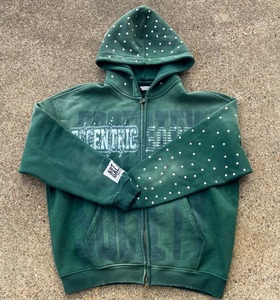 Custom Vintage Washed Rhinestone <b>Zip</b> Up Hoodie Oversized Heavyweight Graphic Full <b>Zip</b> <b>Hooded</b> Sweatshirt for Men Women - Product Image 6
