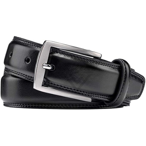 Ceinture en cuir véritable pour homme sur mesure, vente en gros, fabricant, ceintures habillées noires classiques de haute qualité, boucle à ardillon en alliage de luxe pour costume - Product Image 3