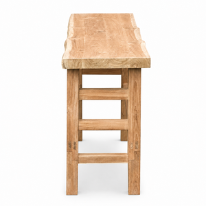 Banco de Bar Rústico de Madera Maciza con Borde Natural, Banco Alto para Barra de Cocina, Hogar, Pub, Cafetería, Restaurante - Product Image 2
