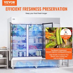 Équipement de réfrigération pour cuisine commerciale, réfrigérateur vertical en acier inoxydable de 60,42 pieds cubes, 3 portes, 82,5 pouces de large, dégivrage automatique - Product Image 2