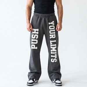 Custom Stacked Flare Sweatpants <b>Men</b> <b>Baggy</b> Wide Leg 100% Cotton Jogger Printed <b>Trousers</b> 500gsm Fleece <b>Baggy</b> Printed Sweat Pants - Product Image 1
