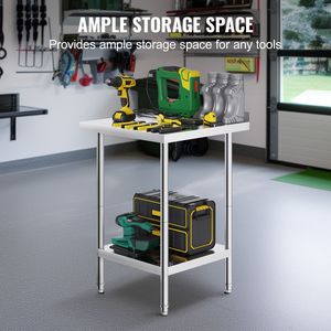 Tavolo da Lavoro Commerciale in Acciaio Inox 24x24x36 - Banco da Lavoro in Metallo Resistente 24x24x36 - Product Image 4