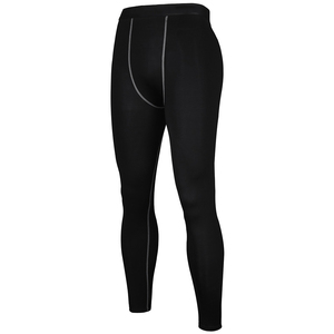 Leggings de compression à taille haute et longueur intégrale pour hommes, pantalon de sport extensible sans couture, couleur noire, design à coutures contrastées - Product Image 1