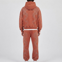 Nouvel ensemble de survêtement oversize en strass avec sweat à capuche et pantalon assorti, décoration brillante, vente en gros, survêtements en strass pour hommes