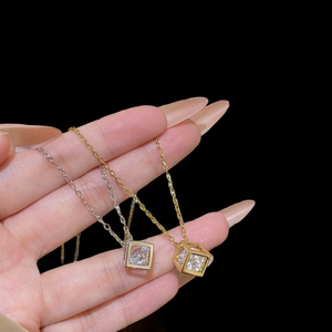 Premium Quality Mossanite Diamond <b>Necklace</b> with 18K Gold Plated <b>Chain</b> for Women Birthday Gift Office Wear Available for Sale - Product Image 3
