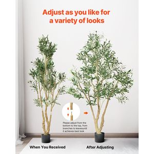 Árbol de Olivo Artificial Realista de 6 Pies para Interiores con Maceta Negra, Árbol Artificial Alto con Tronco de Madera Natural, Hojas Verdes y Frutos para Uso en Exteriores - Product Image 6
