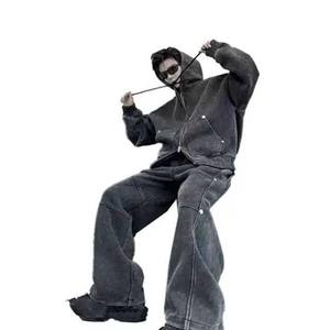 Ensemble de survêtement deux pièces pour homme en coton respirant de qualité supérieure, couleur unie, décontracté, vente en gros, collection hiver 2026 - Product Image 2