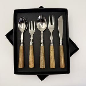 Nouveauté : Couverts en acier inoxydable, couteau, fourchette, cuillère, ustensiles en acier inoxydable, manche en bois, couverts en métal au prix le plus bas - Product Image 1