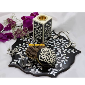 Ensemble de brûleurs à bakhoor de luxe en nacre |   Porte-encens Oud fait main avec boîte de rangement pour la décoration de la maison, cadeau pour le Ramadan et l'Aïd - Product Image 3