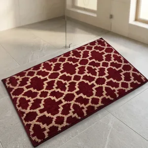 Tapis de porte décoratif tissé à motif Mugal Jali en beige bordeaux avec construction en microfibre 1200 GSM, lavable, pour entrée de maison - Product Image 3