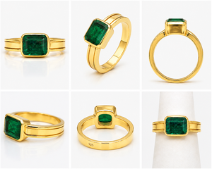 925 Sterling <b>Silver</b> <b>Emerald</b> Cut Green Lab Grown <b>Emerald</b> <b>Ring</b> Gold Plated Wholesale Jewelry - Product Image 5