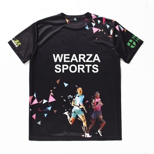 T-shirt de course à sublimation intégrale pour hommes, motif géométrique, vêtements de sport respirants, vente en gros OEM - Product Image 2
