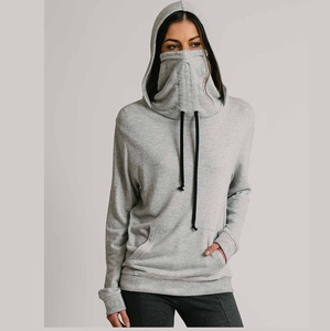Fashionable Y2K Ninja Hood With Raglan Sleeve French Terry Autumn <b>Sweatshirts</b> Ninja Fleece Hoodies Face Cover Wear Breathable - Product Image 3