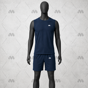 Débardeur sportif à col rond pour homme, séchage rapide - Tissu tricoté en spandex/coton pour la salle de sport et la course à pied - Product Image 1